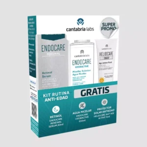 Kit Endocare Renewal 0.2% + Hydractive Agua Micelar + Heliocare Age Active — Renovación, Limpieza y Protección Facial